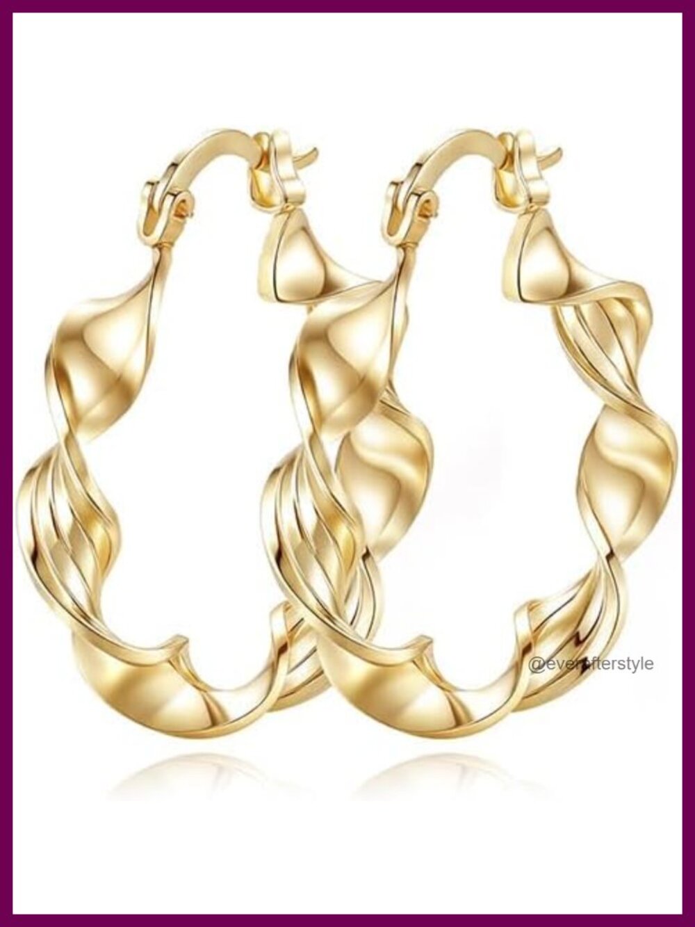 14K Gold Plated Twisted Hoop Earrings Paddle Back Women